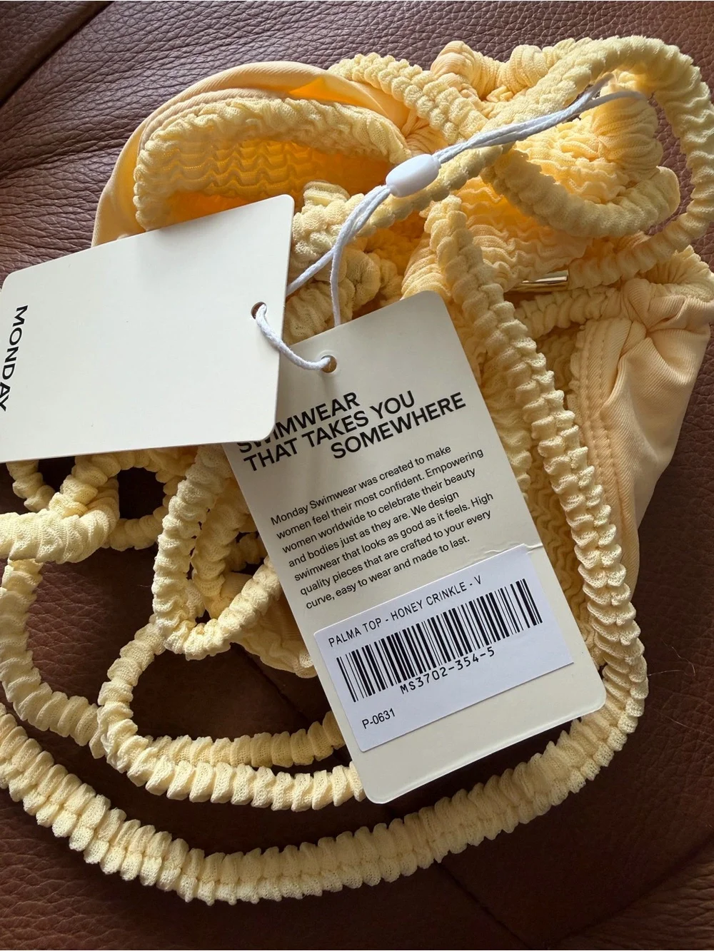 Monday Swimwear Yellow Textured Triangle Bikini top